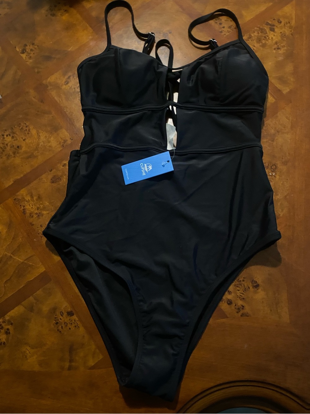 NWT- Cupshe Black Cutout One-Piece Swimsuit - Picture 3 of 9